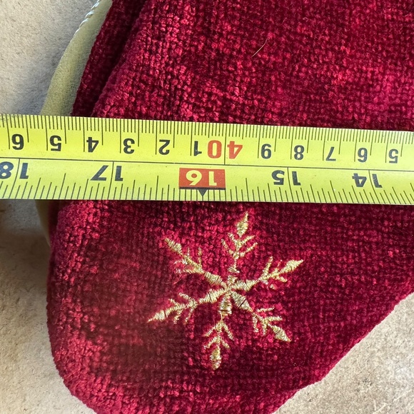 Martha Stewart Everyday CHRISTMAS STOCKING Gold Satin & Velour w/Tassles w/2 Red - Picture 11 of 11